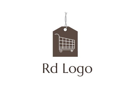 shopping cart on price tag logo