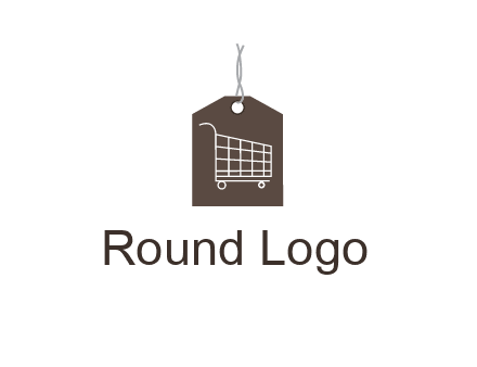 shopping cart on price tag logo