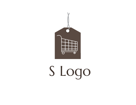 shopping cart on price tag logo