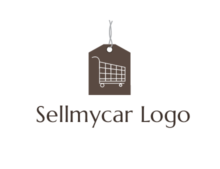 shopping cart on price tag logo