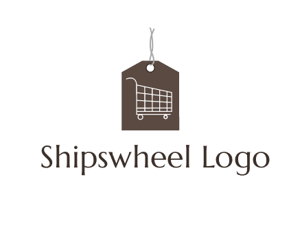 shopping cart on price tag logo