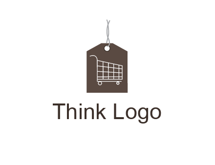 shopping cart on price tag logo