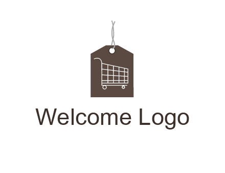 shopping cart on price tag logo