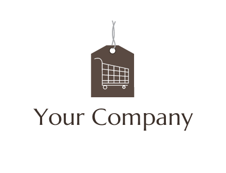 shopping cart on price tag logo