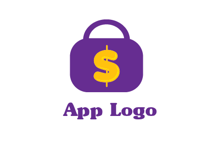 dollar sign on a handbag icon