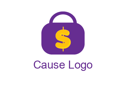 dollar sign on a handbag icon