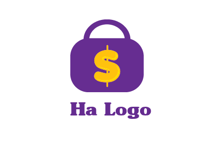 dollar sign on a handbag icon
