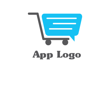 chat bubble shopping cart logo