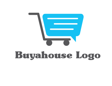 chat bubble shopping cart logo