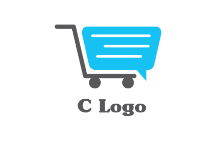 chat bubble shopping cart logo