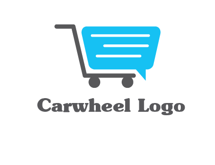 chat bubble shopping cart logo