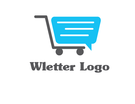 chat bubble shopping cart logo