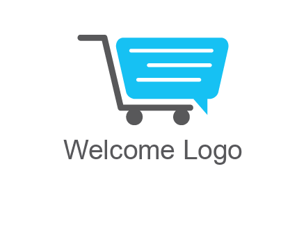 chat bubble shopping cart logo