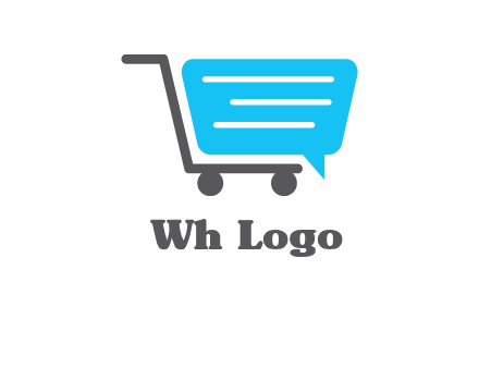 chat bubble shopping cart logo