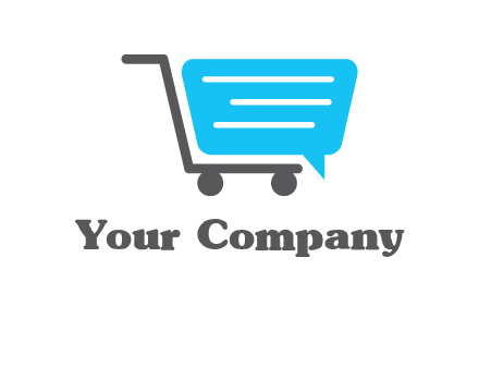chat bubble shopping cart logo