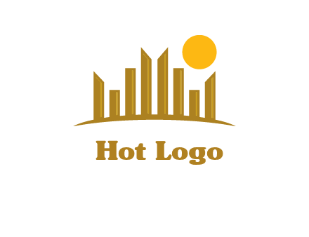 abstract skyline with sun logo