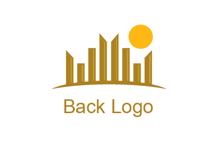 abstract skyline with sun logo