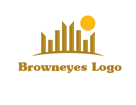 abstract skyline with sun logo