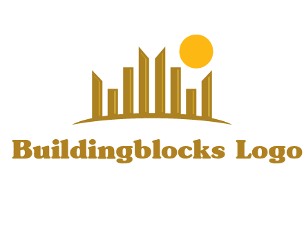 abstract skyline with sun logo