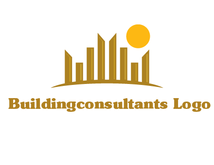 abstract skyline with sun logo