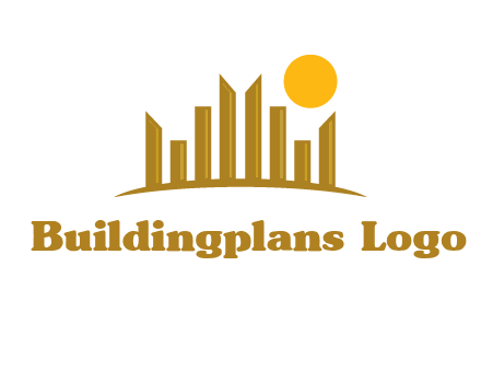abstract skyline with sun logo