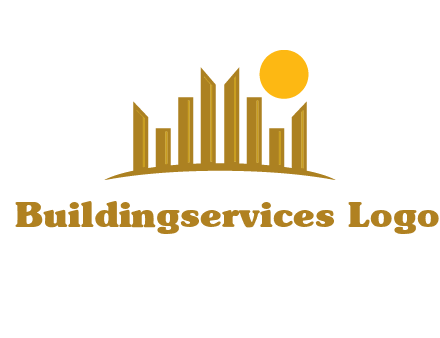 abstract skyline with sun logo