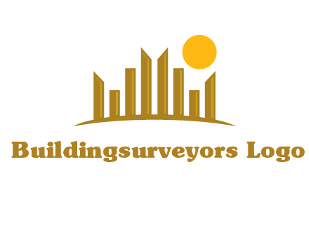 abstract skyline with sun logo