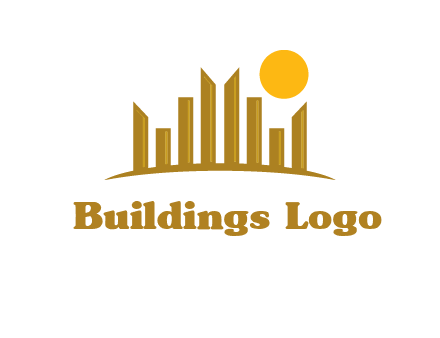abstract skyline with sun logo