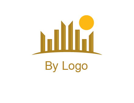 abstract skyline with sun logo