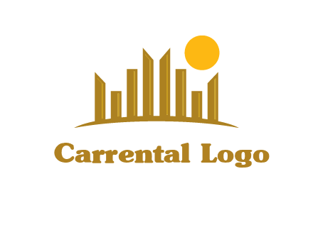 abstract skyline with sun logo
