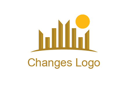 abstract skyline with sun logo