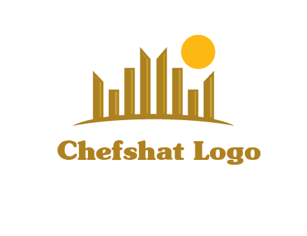 abstract skyline with sun logo