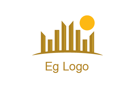 abstract skyline with sun logo