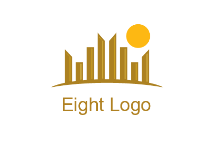 abstract skyline with sun logo