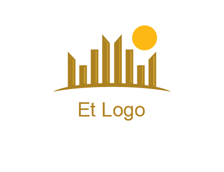 abstract skyline with sun logo