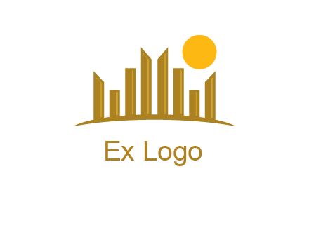 abstract skyline with sun logo