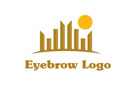abstract skyline with sun logo