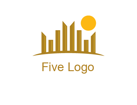 abstract skyline with sun logo