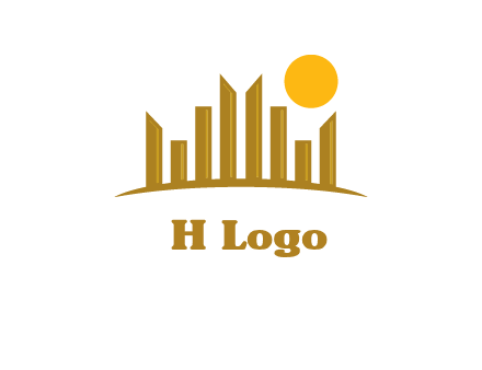 abstract skyline with sun logo