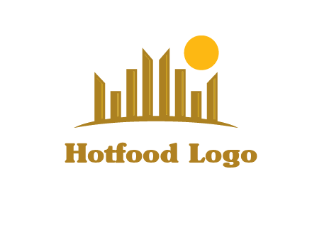 abstract skyline with sun logo