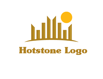abstract skyline with sun logo