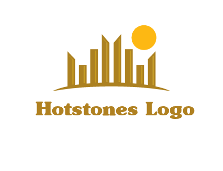 abstract skyline with sun logo