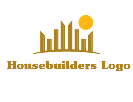 abstract skyline with sun logo