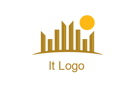 abstract skyline with sun logo