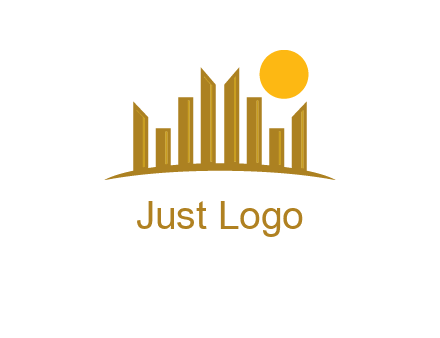 abstract skyline with sun logo