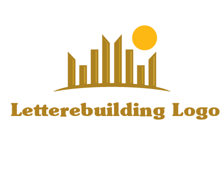 abstract skyline with sun logo