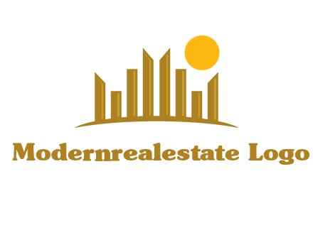 abstract skyline with sun logo