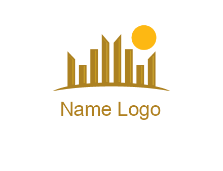 abstract skyline with sun logo