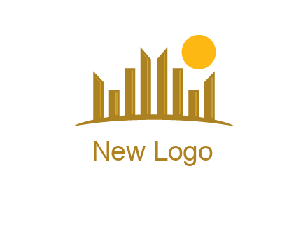 abstract skyline with sun logo