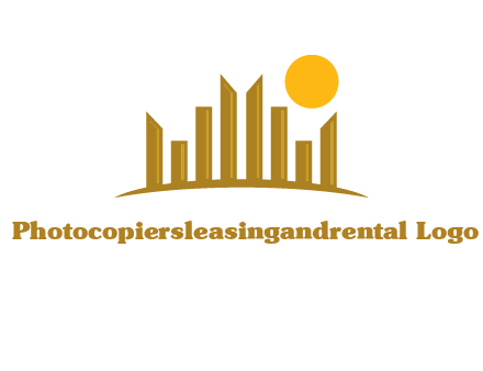abstract skyline with sun logo
